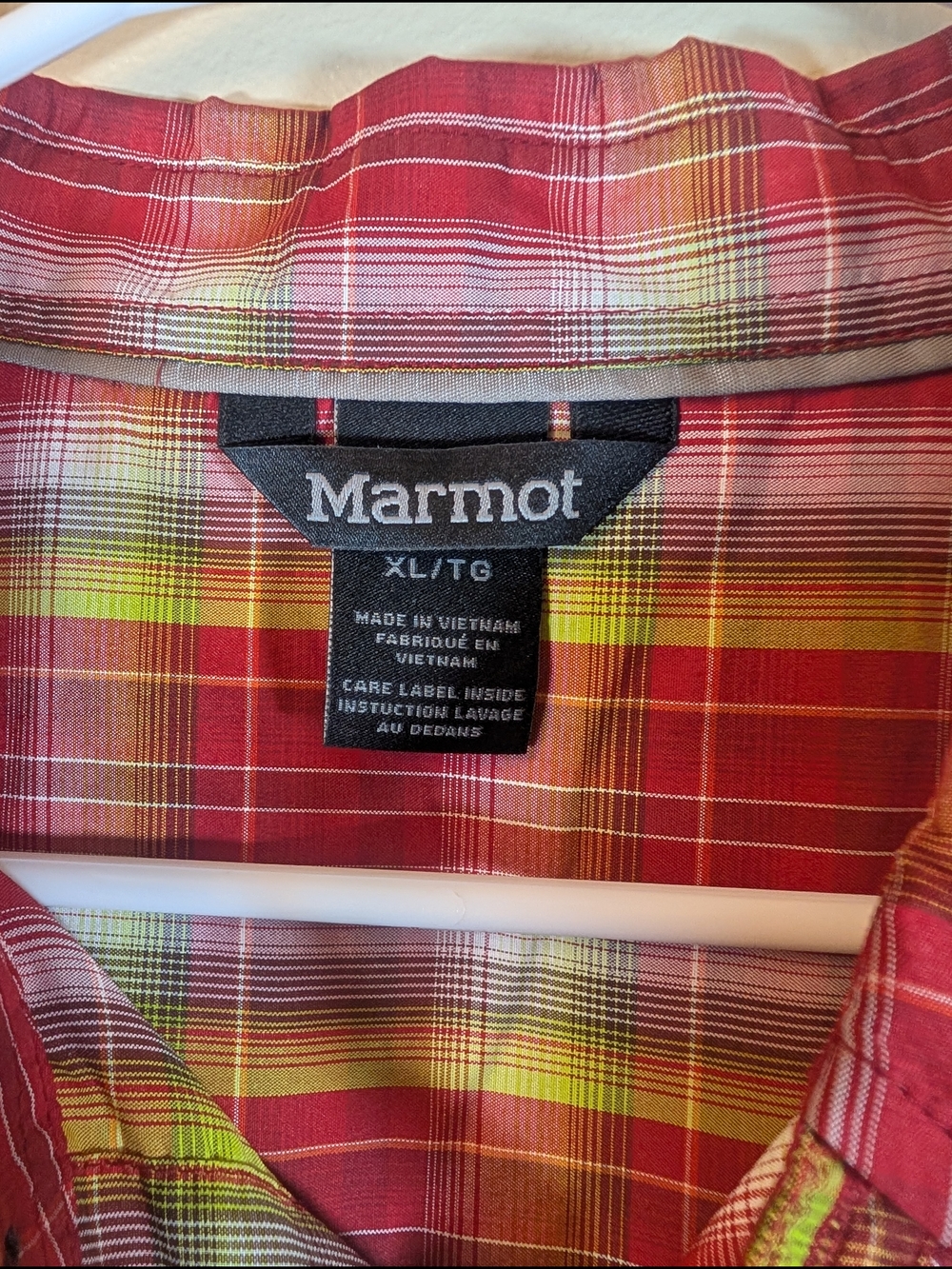 MARMOT Plaid Button Down Shirt Mens XL Red Yellow Short Sleeve Outdoor Lightweig - Picture 2 of 9